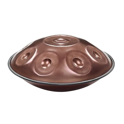 Handpan Steel Drum Instrument 440Hz 10 Notes in D Minor 22inches Handmade, Percussion Instrument - color: Amber Gold, size: 440Hz