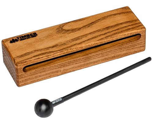 Timber Drum Co. Wood Block Percussion Musical Instrument, 8" Large — MADE IN U.S.A. — Includes Mallet, Feet — Solid Hardwood, Rich Block Tone - size: Large