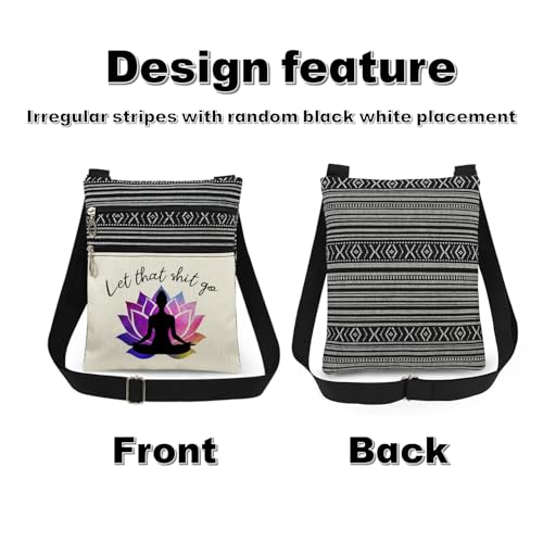 Yoga Meditation Print Crossbody Bag with Adjustable Strap Mystic Lotus Design for Women Messenger Bag Funny Zen Meditation Gift for Her Birthday Gift Stress Relief Holiday Present