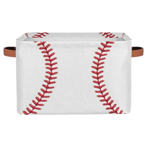 Pardick Storage Baskets Bin, White Baseball Collapsible Canvas Fabric Storage Bin Decorative Baskets Toy Organizer Rectangle Storage Boxes with handles for Home Shelves Nursery,A-2 - color: A-2