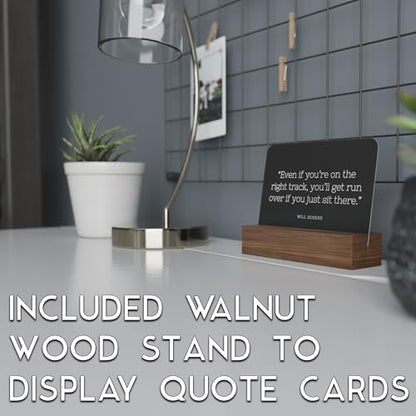 Take Action Cards and Wood Stand - 52 Motivational Quotes to Stop Procrastinating and Start Working on Your Goals, Dreams, and Personal Development, Walnut Wood Stand