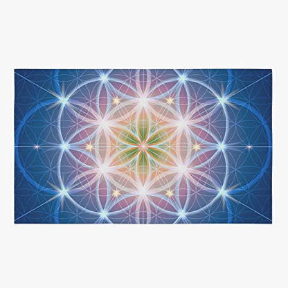 Blue Sacred Geometry Rug Purple Rug Spiritual Rug Flower of Life Floor Rug Mat Yoga Rugs 3x5 4x6 8x10 Large Rugs Yoga (Standard Area Rug, 4' x 6') - size: 4' x 6'