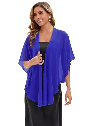 Baoqiya Chiffon Shawl Evening Scarf Shawls and Wraps for Women Wedding Party Bridal Scarves Cover Ups - color: Royal Blue