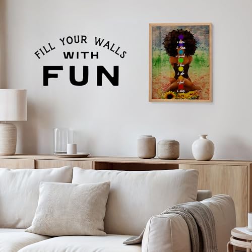 Chakra Wall Art African American Woman - 11x14 Spiritual Meditation Decor - Black Art Positive Affirmations Poster - Inspirational Yoga Room Print - Mindfulness Gifts for Women - UNFRAMED - size: 11"L x 14"W