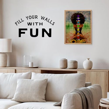 Chakra Wall Art African American Woman - 11x14 Spiritual Meditation Decor - Black Art Positive Affirmations Poster - Inspirational Yoga Room Print - Mindfulness Gifts for Women - UNFRAMED - size: 11"L x 14"W