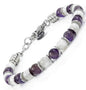Beaded Bracelet for Men and Women – Natural Gemstone and Stainless Steel – Adjustable, Durable and Elegant – Made in Italy - color: Amethyst - Moonstone
