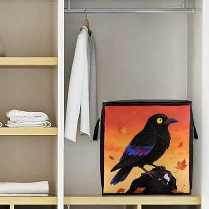Crow Storage Bag Portable Closet Organizer Storage Bags Quilt Storage Bags with Zippered Breathable Storage Bag with Carry Handles for Blanket Pillow Bedding