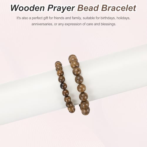 MECCANIXITY Pcs Prayer Beads Bracelet, Natural Wooden Bead Mala Bracelets Link Wrist for Men Women Beaded Stretch Crafts Bangle