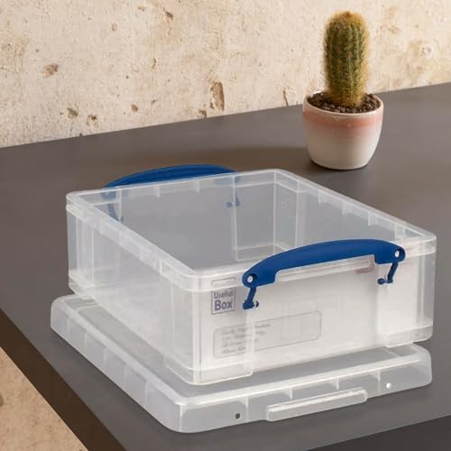 Really Useful Box 4 Pack Storage Bins, Clear Plastic Stackable Organizing Totes, 8.1 Liter - size: 4 Pack