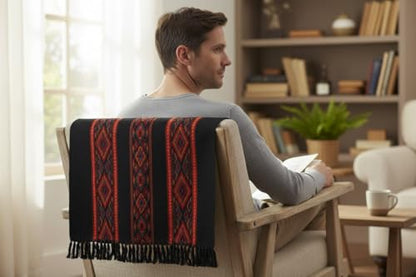 Handloom Wool Meditation Shawl, Oversized Wrap Throw, Gift for Men and Women - color: Ht-fine12