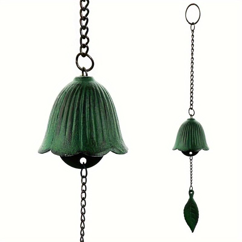 1PCS Creative Cast Iron Wind Chime Hanging Decoration, Metal Retro Hanging Leaf Bell for Outdoor Garden Bell Patio Balcony