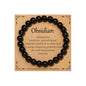 Healing Crystal Bracelet for Women, Natural Stone Beaded Healing Crystal Bracelet Triple Protection Stress Relief Beads Jewelry Birthday Gifts Jewelry for Her - style: Black Obsidian