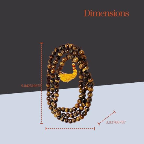 Tiger eye Stone mala/necklace of 8mm 108 +1 Beads for Unisex fashion and prayer