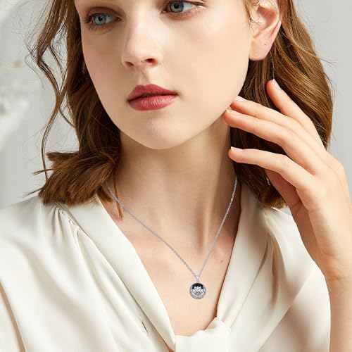 Evil Eye Necklace for Women 925 Sterling Silver, Protection Necklace with Blue Evil Eye Charm, Evil Eye/Lotus Pendant Jewelry, Birthday Christmas Gifts for Her - style: Lotus Evil Eyes 07