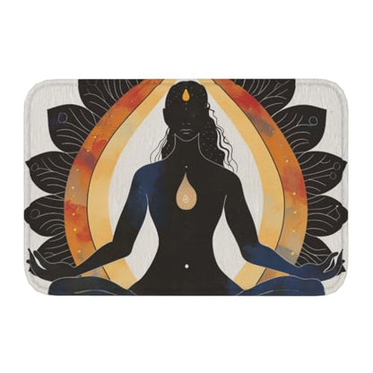 Yoga Meditation Printed Flannel Non - Slip Floor Mat 16x24in - Soft Plush Microfiber Rug for Every Indoor Space - color: Yoga Meditation
