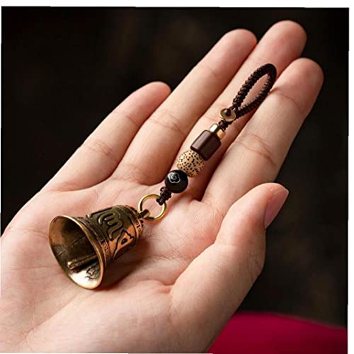 Vintage Brass Bell Six-Word Bell Keychains Tibetan Buddhist Meditation Bell Lanyard Car Hanging Pendants Accessories