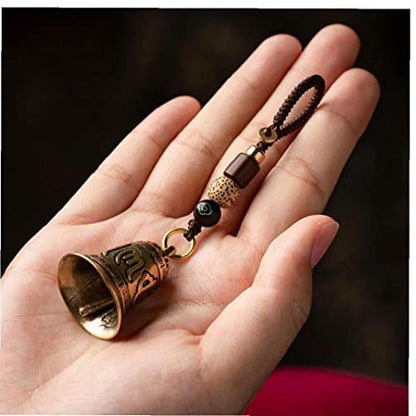 Vintage Brass Bell Six-Word Bell Keychains Tibetan Buddhist Meditation Bell Lanyard Car Hanging Pendants Accessories