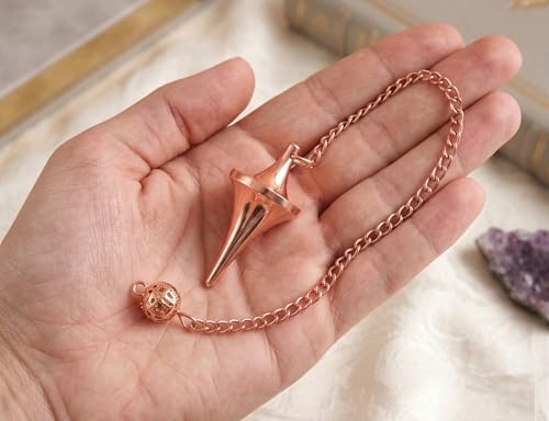 Space Ship Design UFO Cone Point Copper Metal Pendulum Healing dowsing Divination Meditation Metaphysical Reiki Pendulum - color: Copper Metal Pendulums