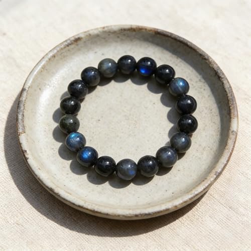 Natural Handmade Healing Chakra Bracelet - color: 12m-labradorite-FOR 8-8.7 INCH WRIST