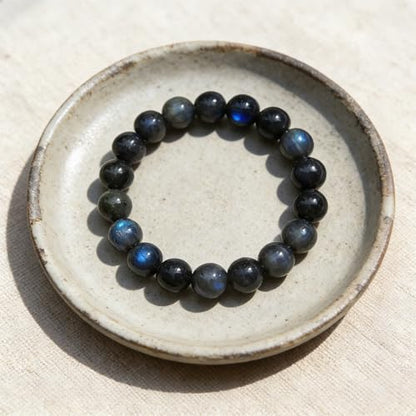 Natural Handmade Healing Chakra Bracelet - color: 12m-labradorite-FOR 8-8.7 INCH WRIST