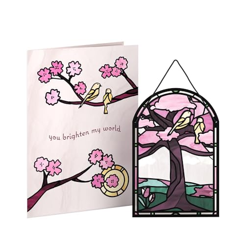 Lovepop Love Suncatcher Card for Her and Him - 3D Greeting Cards for Boys, Girls, Men, Women - You Brighten My World Birds - 5" x 7" Card - Blank Notecard & Envelope Included - color: You Brighten My World Birds Suncatcher Card