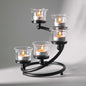 1PC Clear Chunky 5 Cups Metal Tea Light Candle Holders for Table Centerpiece, Glass Votive Tealight Holders/Candelabra Candlestick Holders for Wedding,Party, Anniversary,Christmas(Black) - color: Black