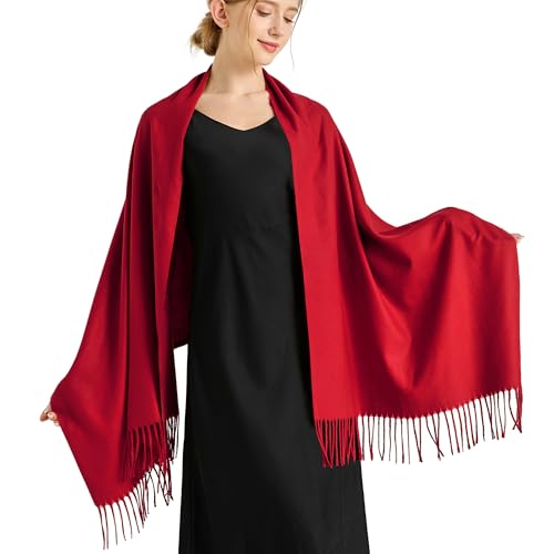 Ciormis Pashmina Scarf for Women, Soft Pashminas Shawls and Wraps for Evening Dresses, Wedding Bride Bridesmaid Shawls Scarf - color: U# Red