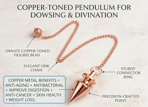Cone with Round Ring Copper Metal Pendulum Healing dowsing Metaphysical Meditation Divination Pendulum - color: Reiki Dowsing