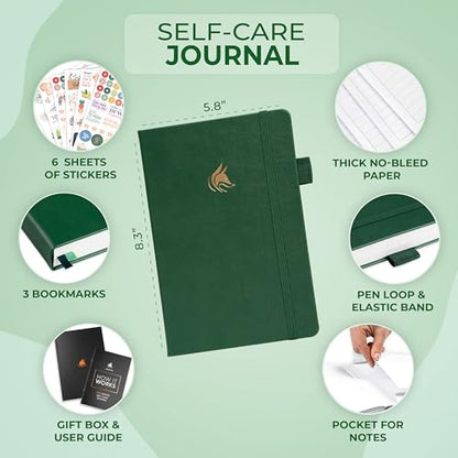 Clever Fox Self-Care Journal Premium – Daily Gratitude & Mental Health Notebook for Women – Reflection & Personal Development Journal (Forest Green) - color: Forest Green