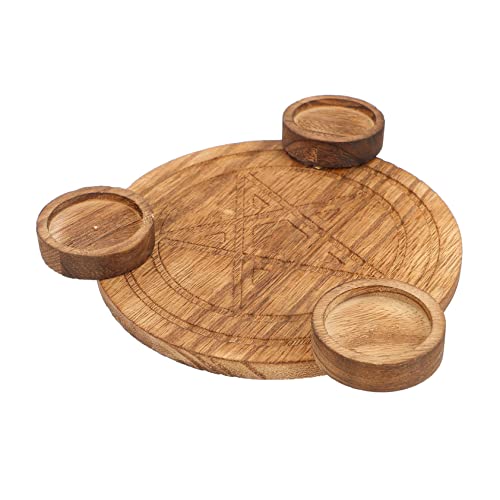 ABOOFAN 1pc Wooden Pentagram Candlestick Altar Plate for Religious Rituals Decorative Candle Stand for Home