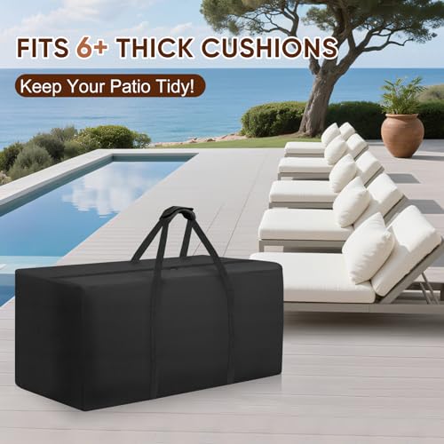 Outdoor Patio Cushion Storage Bag - Waterproof Large Patio furniture Cushion Organizer Storage Bag with Handle and Zipper, 55" L x 24" W x 24" H Big Foldable Duffle Cover - size: 55" L x 24" W x 24"