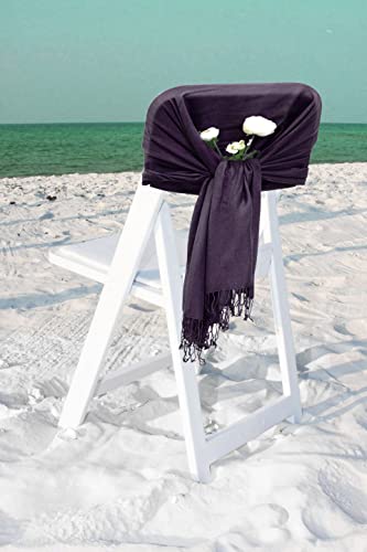 Sakkas Large Soft Silky Pashmina Shawl Wrap Scarf in Solid Colors - color: Plum