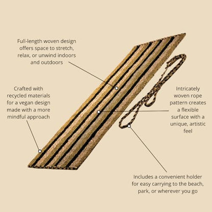 Handcrafted Meditation Mat with Carrying Strap, Woven Rope Mat for Outdoor Yoga, Reading, Beach, and Relaxation