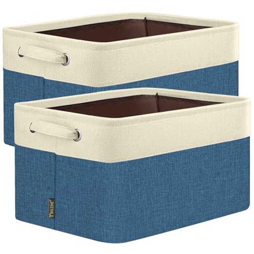BALEINE 2 Pack Fabric Closet Storage Bins for Shelves, Linen Closet Organizers and Storage, Decorative Baskets for Organizing, Shelf, Clothes, Home, Office (Navy Blue, 17''x13''x10.5'') - color: Navy Blue, size: 2PCS/X-Large-17x13x10.5