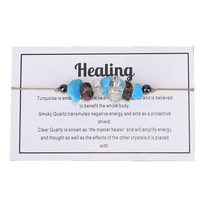 tenghong2021 Chakra Crystal Beaded Bracelet with Wish Card Adjustable Spiritual Anxiety Stone Beads Braide String Bracelet Yoga Meditation for Women Men Jewelry Birthday Gifts - style: Healing