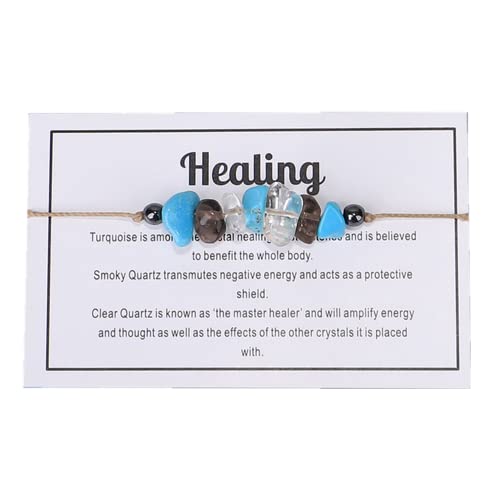 tenghong2021 Chakra Crystal Beaded Bracelet with Wish Card Adjustable Spiritual Anxiety Stone Beads Braide String Bracelet Yoga Meditation for Women Men Jewelry Birthday Gifts - style: Healing
