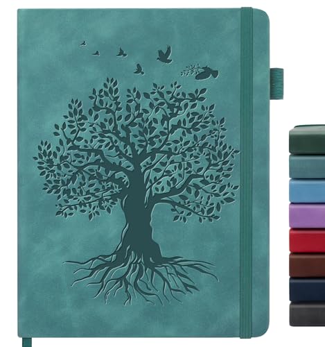 Lined Journal Notebook for Women Men, A4 Hardcover Leather Journals for Writing, 200 Pages Thick Paper, Daily Journal Notebook for Work, School, Note Taking, Business, Travel, College Ruled - color: A-Tree-Sea Green, size: 1 Pack-A4