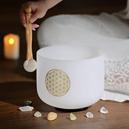 CVNC 528HZ C Note 8 Inch Flower Of Life Crystal Singing Bowl Meditation Sound Bath Sound Healing Chakra Singing Bowl - color: 528HZ 8 inch C note