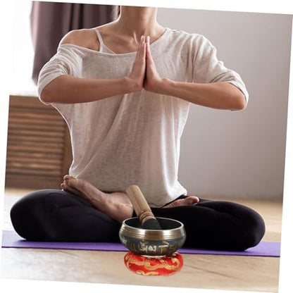 Tibetan Singing Bowl Handcrafted Meditation Accessory with Mallet for Yoga Mindfulness Relaxation and Buddhist Practice Random Color