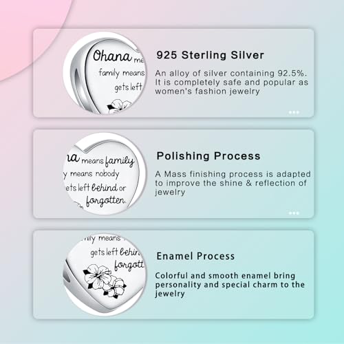 Prayer Cross Elephant Airplane Suitcase Charm 925 Sterling Silver Charms fits for Bracelets Necklace Pendant Bead Charms Jewelry Gift for Women Family - color: Family Ohana Charm