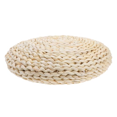Straw Weave Meditation Cushion 30x6cm Handmade Tatami Yoga Seat Mat with Space Cotton Filling, Hand-Woven Worship Cushion for Indoor Meditation and Yoga