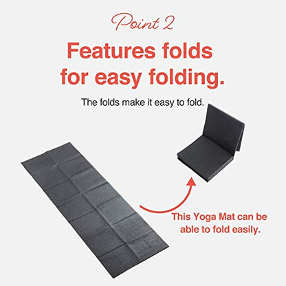 Primasole Folding Yoga Travel Pilates Mat Foldable Easy to Carry to Class Beach Park Tear resistant Travel Picnics 4mm Thick 9 Colors - color: Black