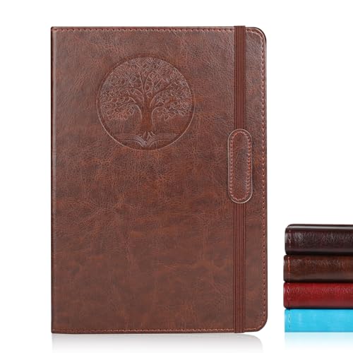 Journal for Women Men, Lined Journaling Notebooks A5 5.7X 8.3 in, Hardcover Leather Journal Diary 160 Pages, Journals for Writing, Travel, Business, Home & School (Brown) - color: Brown