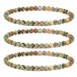 Justinstones Gem Semi Precious Gemstone 3pcs 4mm Round Beads Stretch Bracelet 6.5 Inch Unisex - color: Rhyolite Jasper