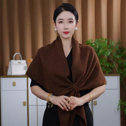 Shawls Wraps Women Triangle Sweater Scarf Warm Wool Blend Pashmina Cape Cold Weather Neck Warmer Winter Fall Accessory - color: Solid-coffee