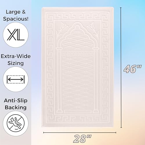 Sacred Artisans Padded Prayer Mat Thick with Soft Velvet Foam | Prayer Rug and Meditation Mat for Men Women Home Travel & Gift (Silk Cream) - color: Cream
