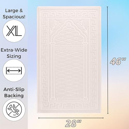 Sacred Artisans Padded Prayer Mat Thick with Soft Velvet Foam | Prayer Rug and Meditation Mat for Men Women Home Travel & Gift (Silk Cream) - color: Cream