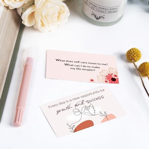 BRYTEFY 100 Empowering Affirmation Cards for Women, Daily Motivation with Thought-Provoking Questions, Mindfulness, Inspiration, and Meditation and Self Care Gift For Women. - color: 100Warm