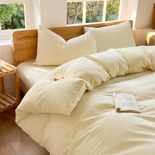 100% Washed Cotton Weighted Blanket Cover, Linen Feel Duvet Cover for Weighted Blanket 60"x80", Plain Simple Cotton Heavy Blanket Duvet Cover (Cream White, 60"x80") - color: Cream White (No Blanket), size: 60"x80"