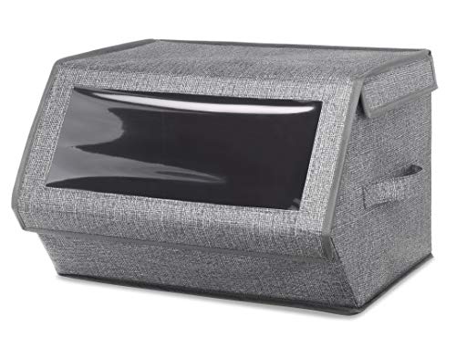 Whitmor Stackable Window Box, Crosshatch Gray - color: Crosshatch Gray, size: 1 Pack